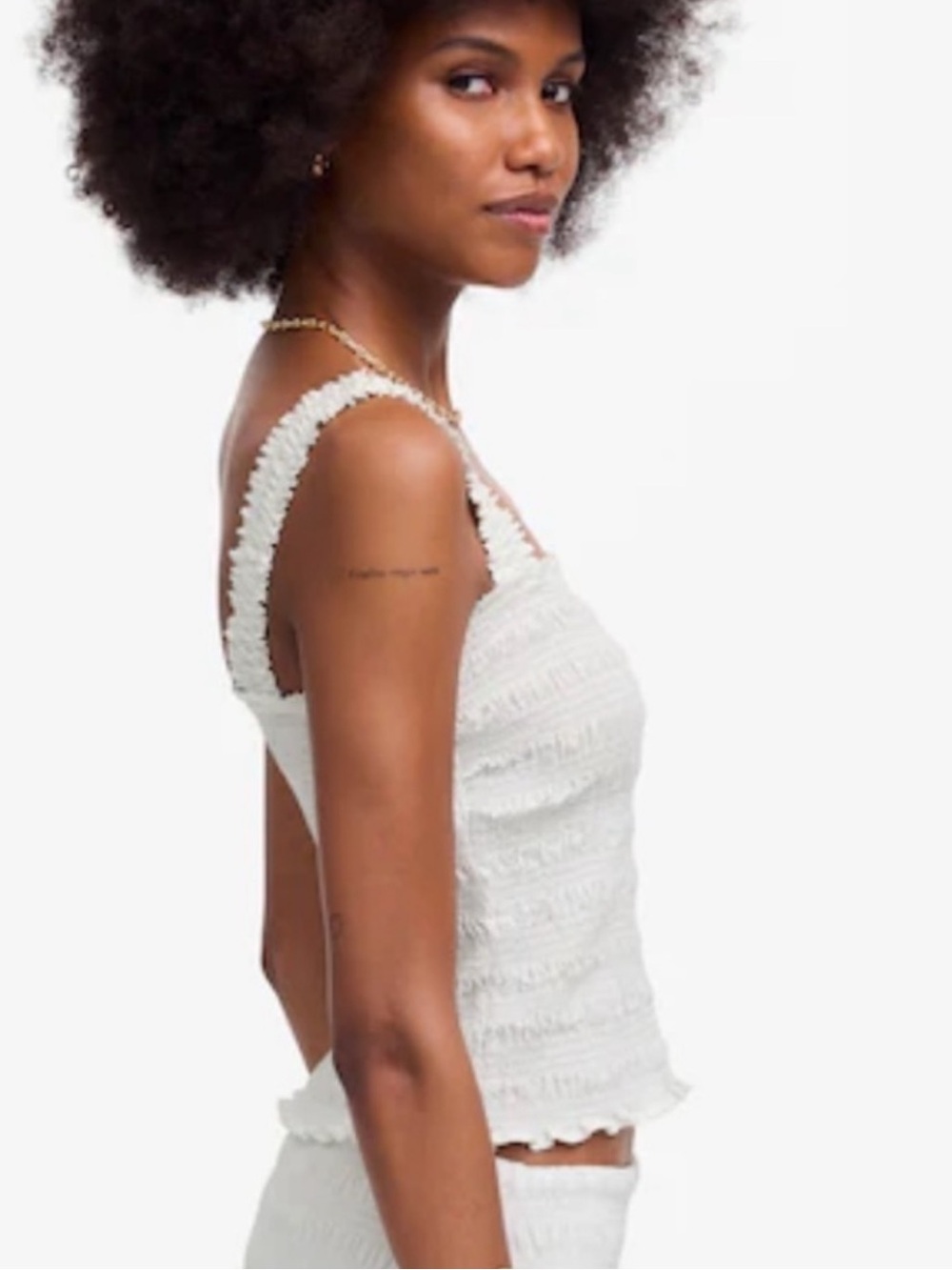NWT Madewell White Poplin Smocked Tank Sz Medium NEEDS WASH - Picture 3 of 10